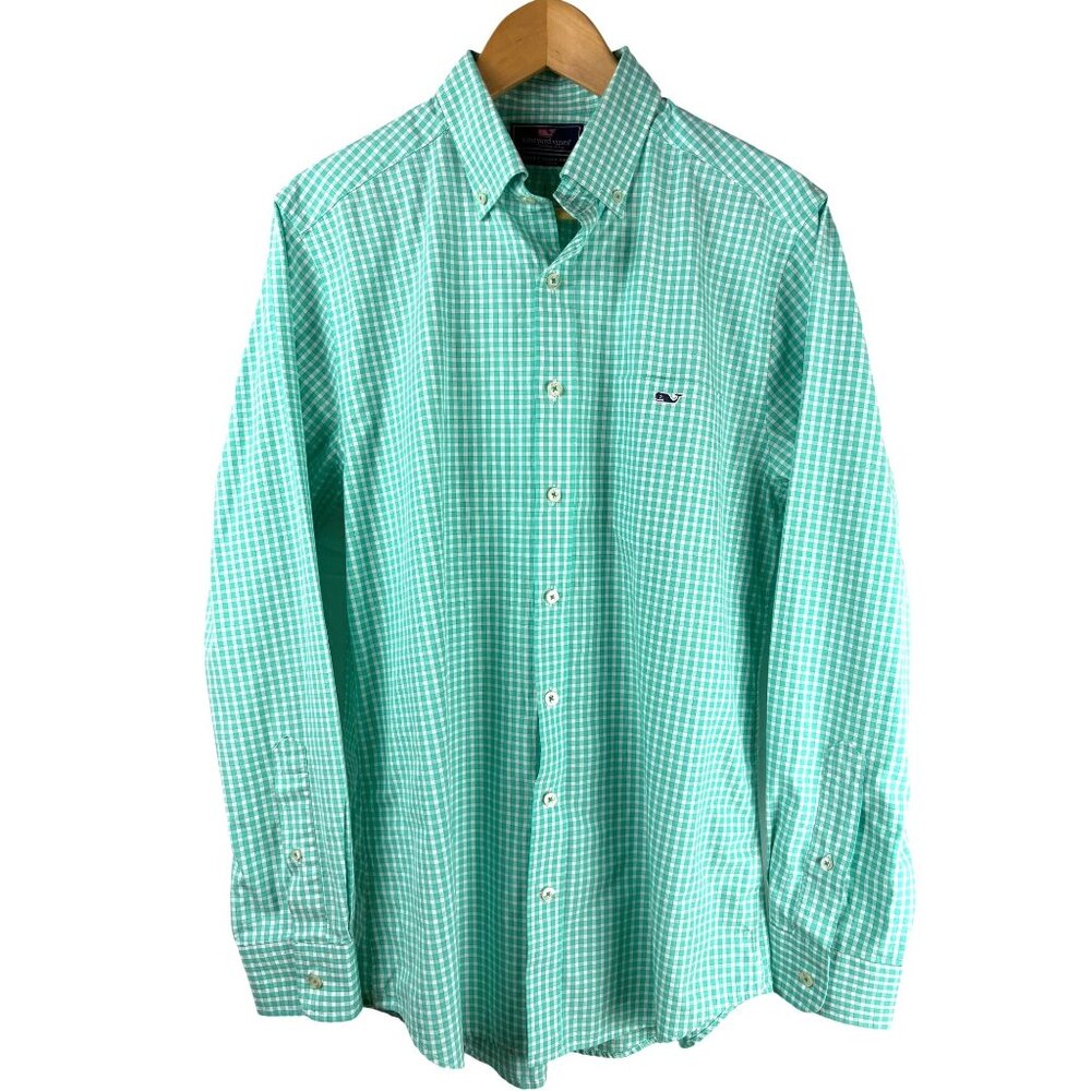 Vineyard Vines Men's Medium Slim Fit Tucker Shirt Gingham 100% Cotton